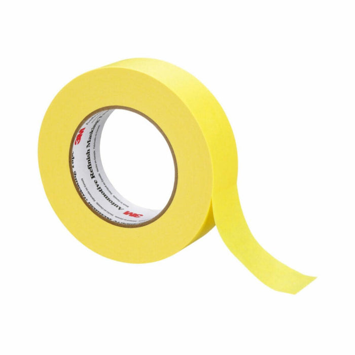 3M™ 06654 Case 388N Automotive Refinishing Masking Tape, 55 m x 36 mm, 6.3 mil THK, Yellow, 24 rolls