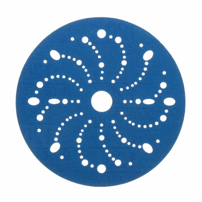 3M™ 36176 321U Series Multi-Hole Abrasive Disc, 6 in Dia, 180 Grit, Hook and Loop, Blue