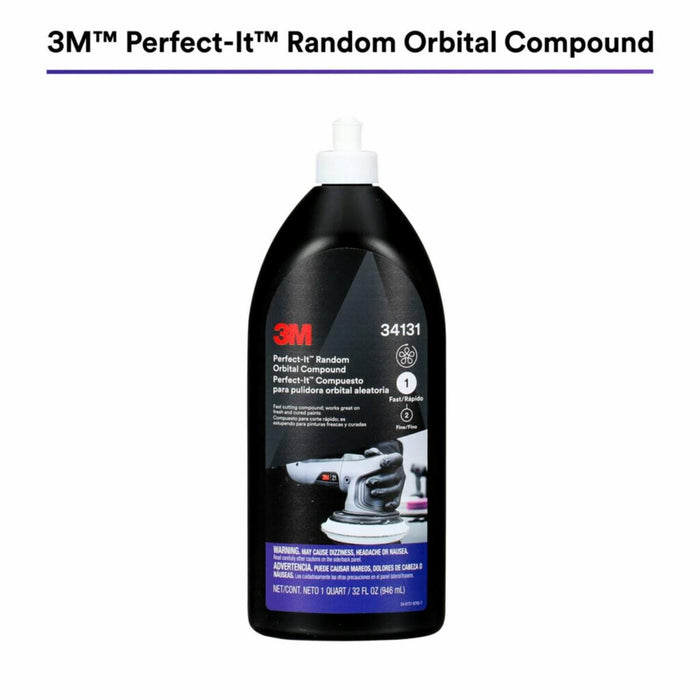3M™ Perfect-It™ 34131 Random Orbital Compound, 1 qt Bottle, Liquid, White
