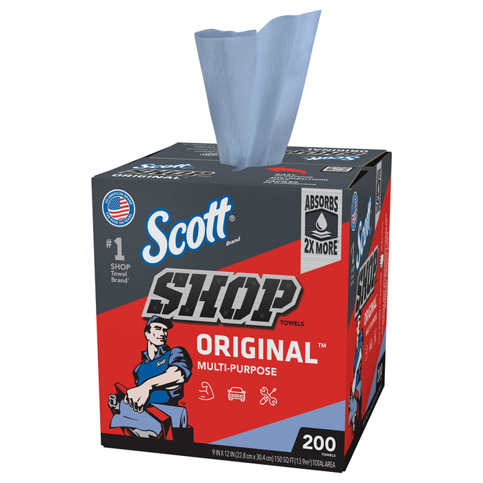 Scott Multi-Purpose Shop Towel 75190 9 x 12 in 200-Count Blue Pop-Up Box