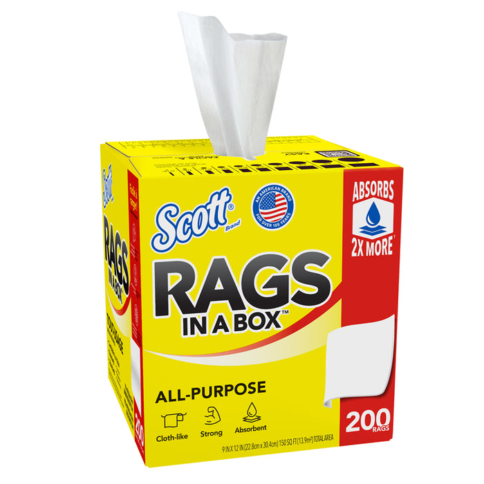 Kimberly-Clark Scott 75260 Disposable Rag In A Box, 9 x 12 in, 200, Double Re-Creped, White, 1 Plys โ view 2