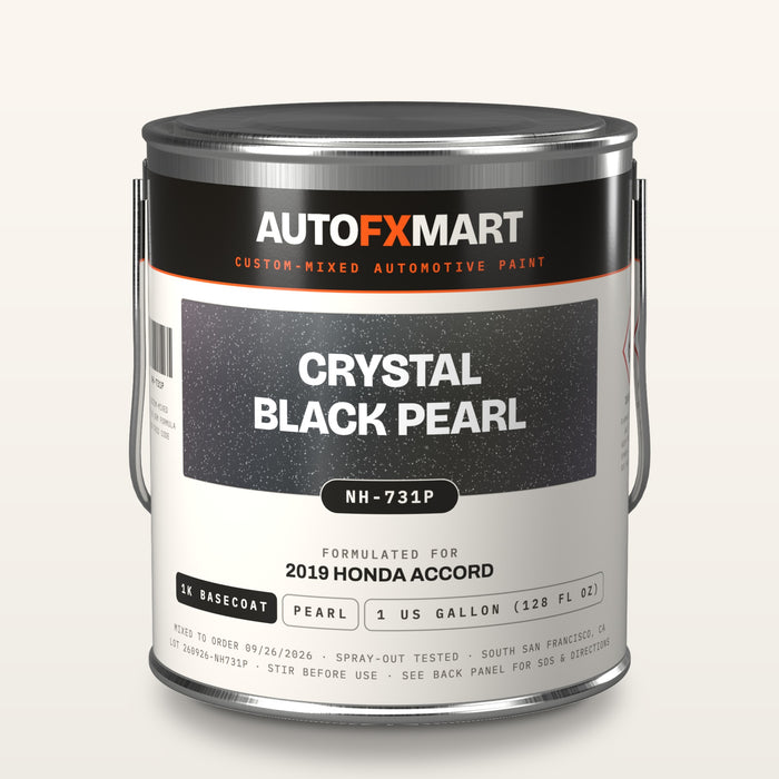 1 US gallon tin of custom-mixed 1K basecoat β example label: Crystal Black Pearl NH-731P for a 2019 Honda Accord