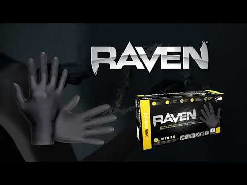 SAS Safety Corp. Raven 66511 Extra Strength Disposable Gloves, Large, Nitrile, Black — view 2