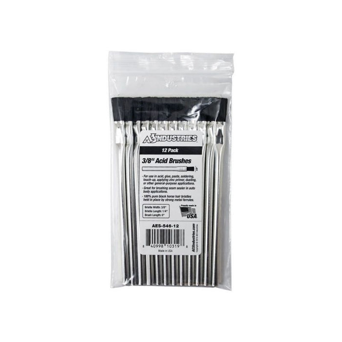 AES Industries Industries 546-12 Acid Brush, 6 in OAL, 3/8 in Brush, 100% Pure Black Horse Hair, Ele — view 2