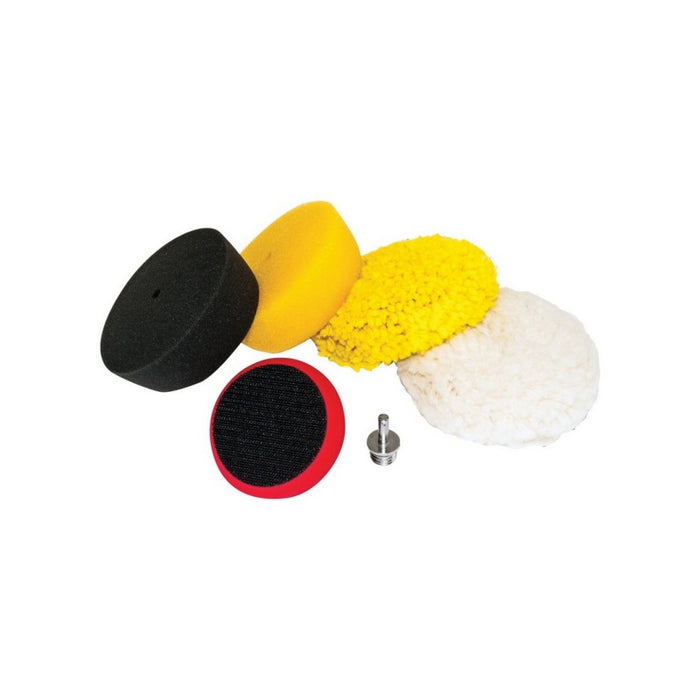 AES Industries Mini Buffing Pad Set 76400, 4-in Hook-and-Loop Face Pads (4 pcs) with Backing Pad