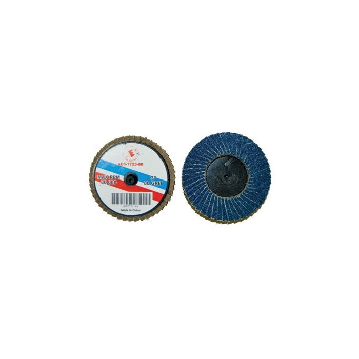 AES Industries Industries 7723-80 Flap Disc, 3 in Dia, 80 Grit, Rolok