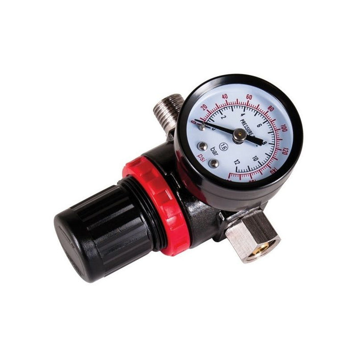 AES Industries Industries 875 Mini Diaphragm Air Regulator with Gauge, 1/4 in MNPT Inlet, 1/4 in FNP