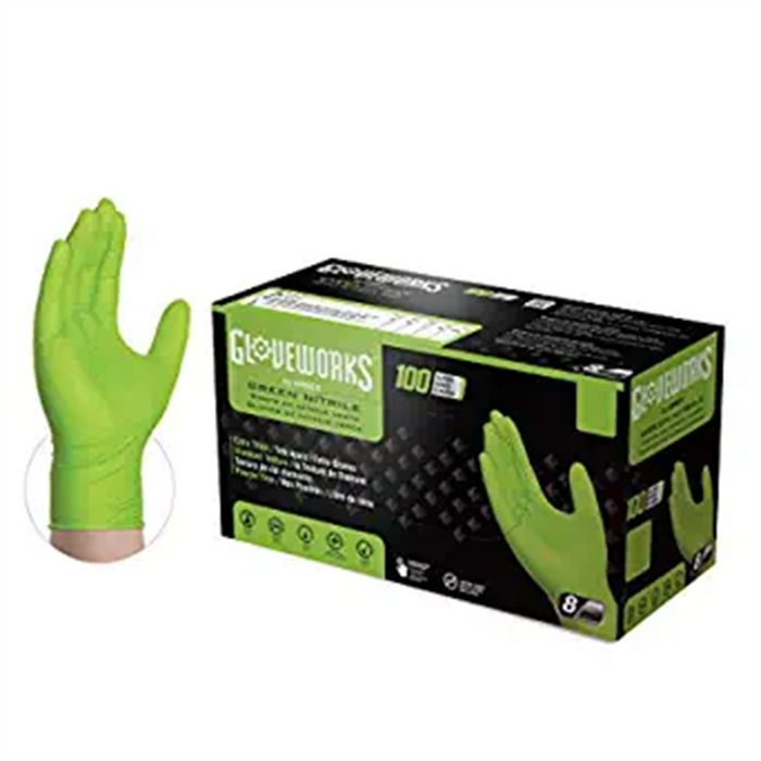 Ammex Corporation / Disposable Gloves Gloveworks HD Green Nitrile Diamond Grip Large