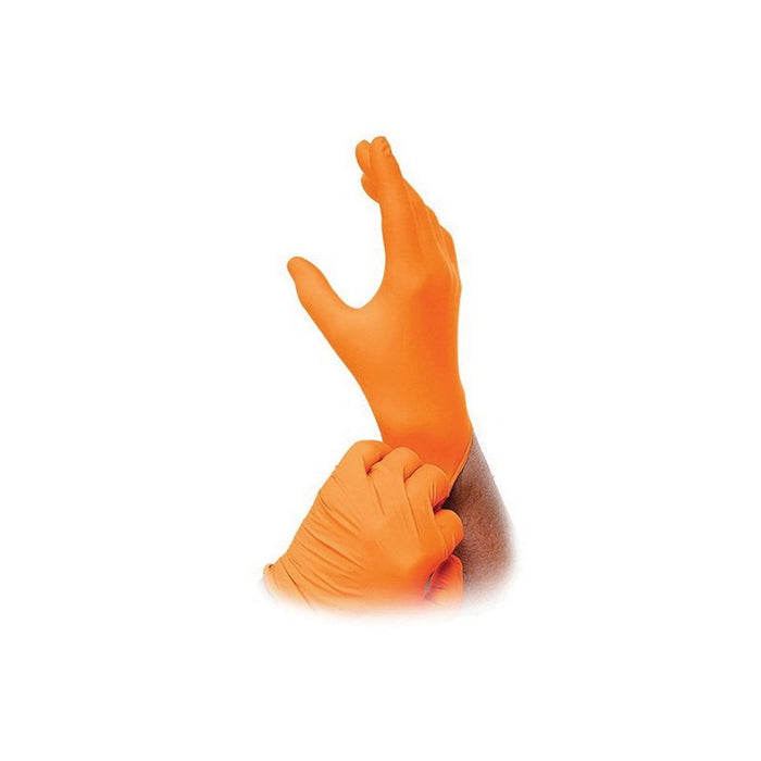 Atlantic Safety Products Atlantic OR-L Straight Fingers Lightning Gloves, Large, Nitrile, Orange