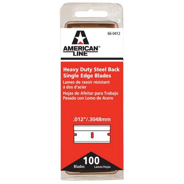 American Safety Razor 66-0412 Heavy-Duty Single Edge Razor Blade, 0.012 in THK, Carbon Steel