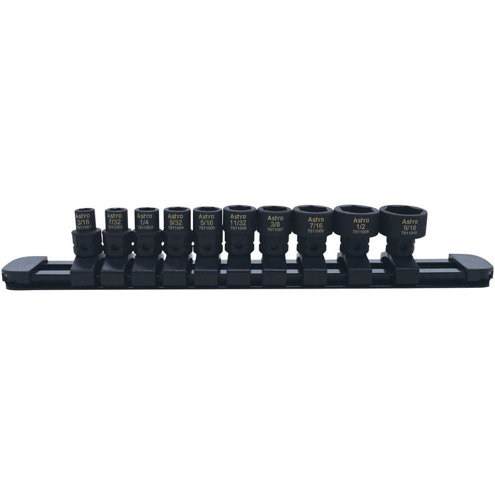Astro Pneumatic 10-Piece 1/4? Drive Low Profile Nano Impact Sockets β SAE