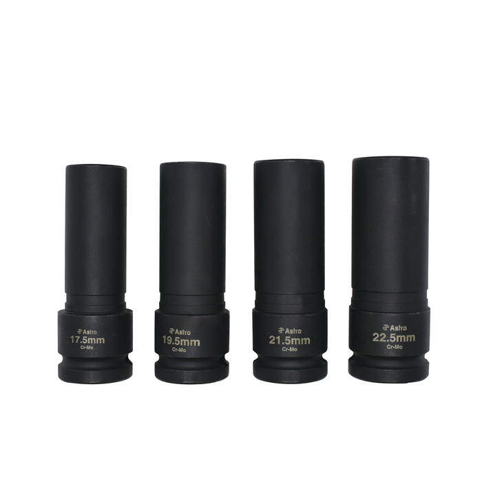 Astro Pneumatic Tool Company 4pc 1/2" Drive 1/2 Size Thin Wall Lug Nut Socket Set - 17.5 - 22.5