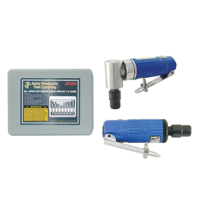 Astro Pneumatic 1221 Die Grinder Set, 1/4 in, 3 cfm, 2000 rpm, 25000 rpm, Lever Handle — Blue