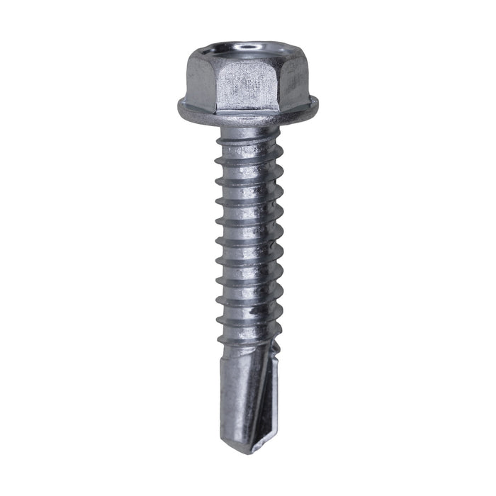 Auveco #14 X 1-1/4 Ind Hex Wa Hd #3 Super Teks - Zinc
