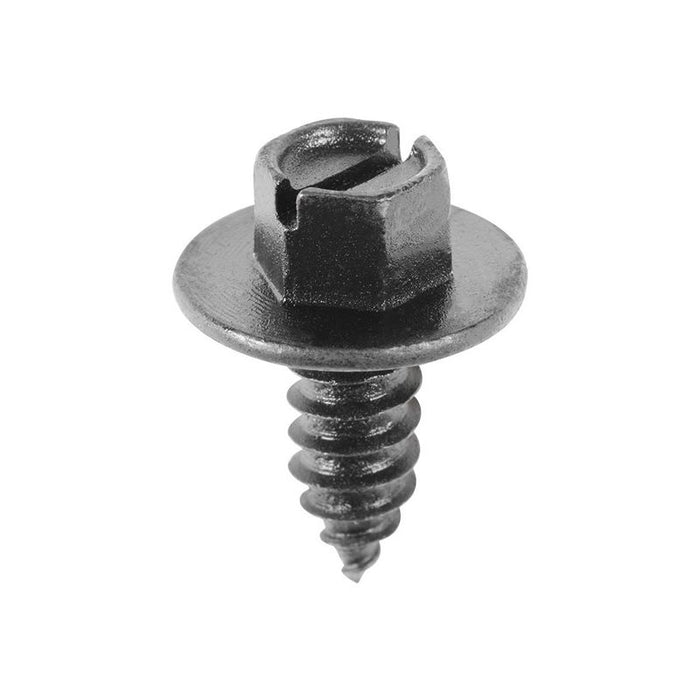 Auveco 20446 Slotted Hex Washer Head License Plate Screw, #14 Screw x 5/8 in L x 5/16 in Across Flat