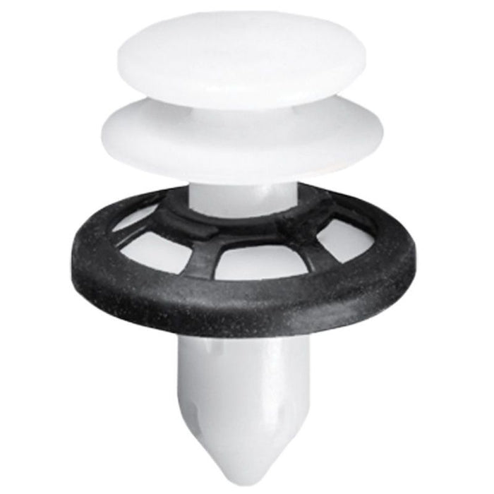 Auveco 21601 Double Head Push-Type Type 9 Retainer, 22 mm Dia Head x 16 mm L Stem x 9 mm Hole, Black