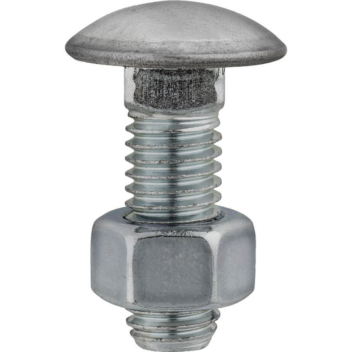 Auveco 3099 Round Head Bumper Bolt, 7/16 in - 14 TPI x 1-1/4 in L, Stainless Steel Cap/Zinc