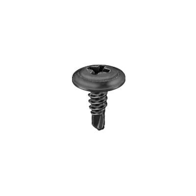 Auveco AP15774 Phillips Washer Head Tapping Screw, #8 Screw x 1/2 in L x #2 Drill Point, Black Phosp