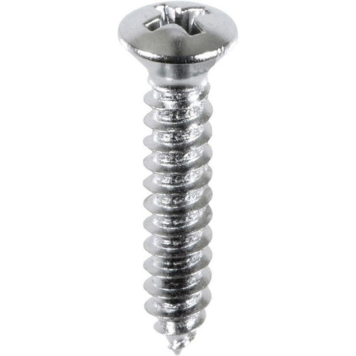 Auveco AP2730 Phillips Oval Head A/AB Point Tapping Screw, #10 Screw x 1 in L x #8 Head, Chrome