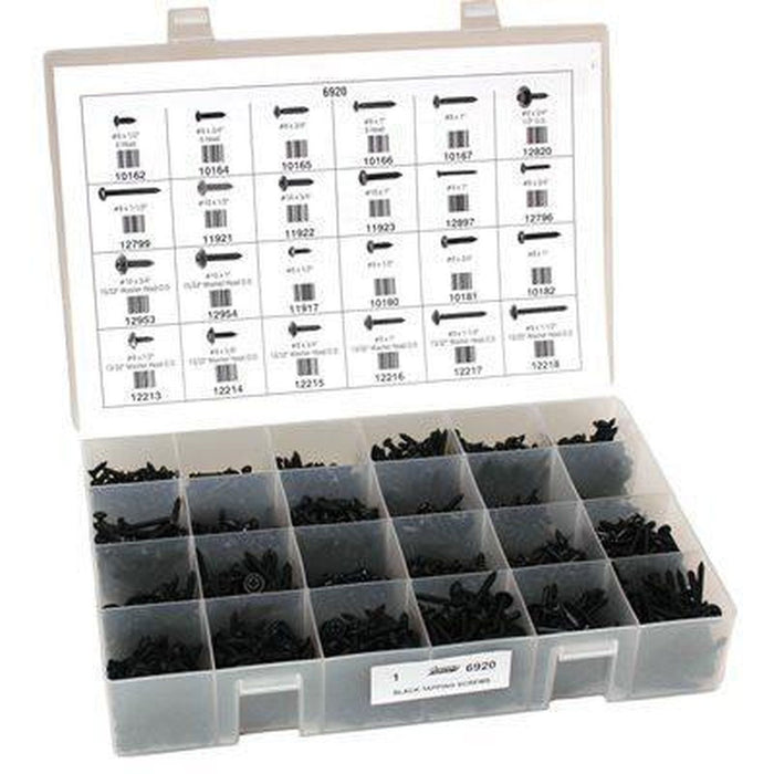 Auveco 6920 Black Tapping Screws Kit, Assorted Sizes, Polypropylene Box β view 2