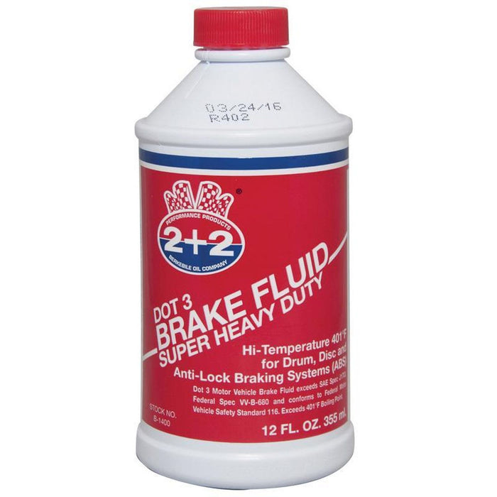 BERKEBILE OIL COMPANY 2+2 Dot 3Brake Fluid, Amber, J1703 Sae, 12 Fl-Oz