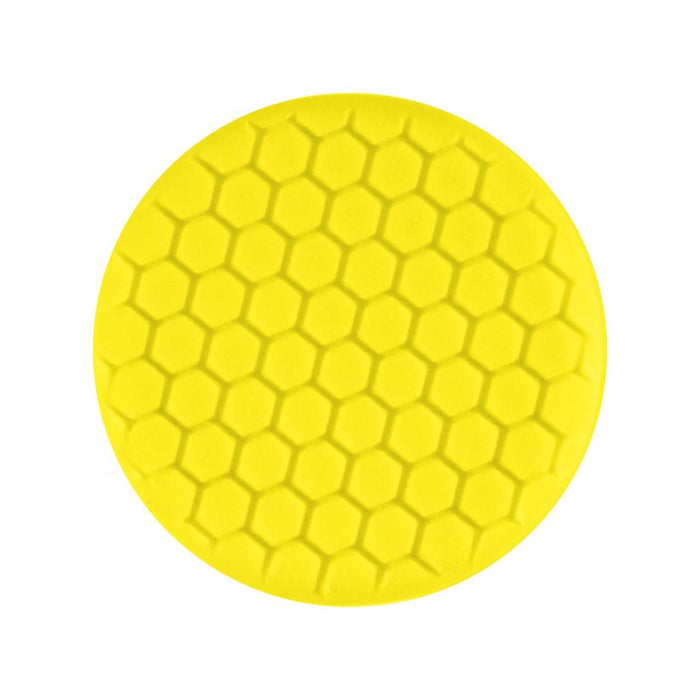 Buff and Shine Euro Yellow foam grip pad with hex face pattern and center ring