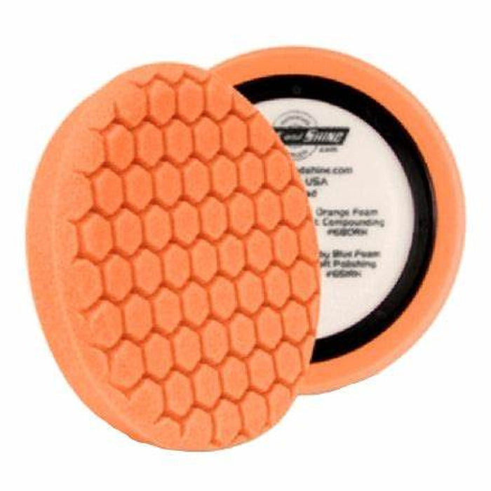 Buff and Shine Euro Orange foam grip pad with hex face pattern and center ring