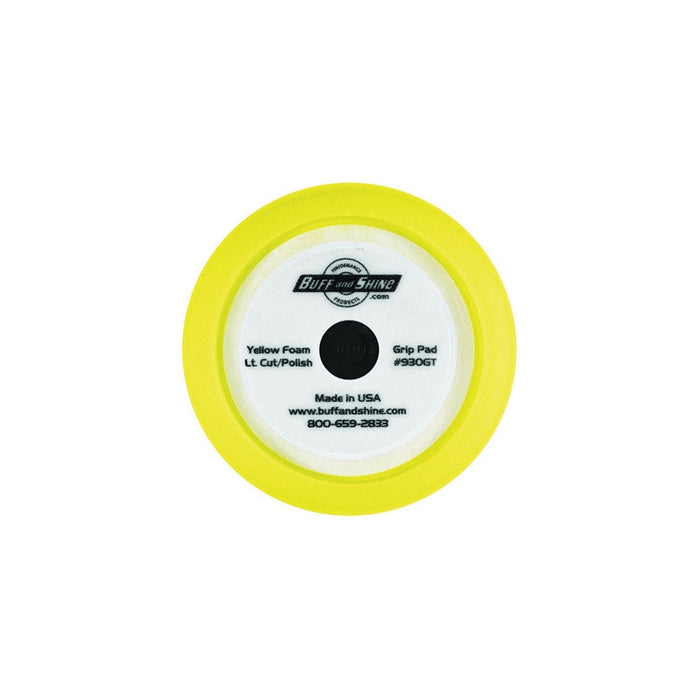 Buff and Shine Center Tee Buffing Pad 930GT, 9 in Diameter, 1-1/2 in Thick, Yellow Reticulated