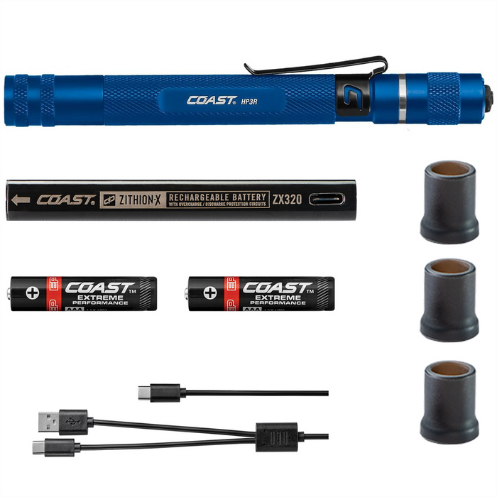 Coast Products 500 Lumen Rechargeable Penlight with Twist Focus - Blue
