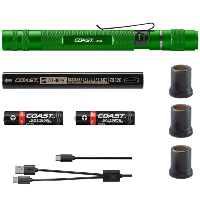 Coast Products 500 Lumen Rechargeable Penlight with Twist Focus - Green