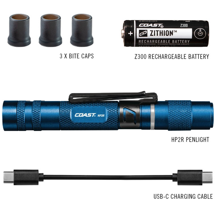 Coast Products 280 Lumen Rechargeable Penlight with Twist Focus - Blue