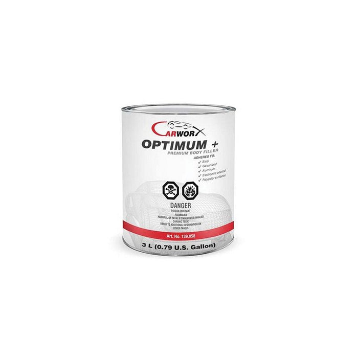 Carworx 139.858 Optimum + Premium Body Filler, 3 L, White/Gray, Paste