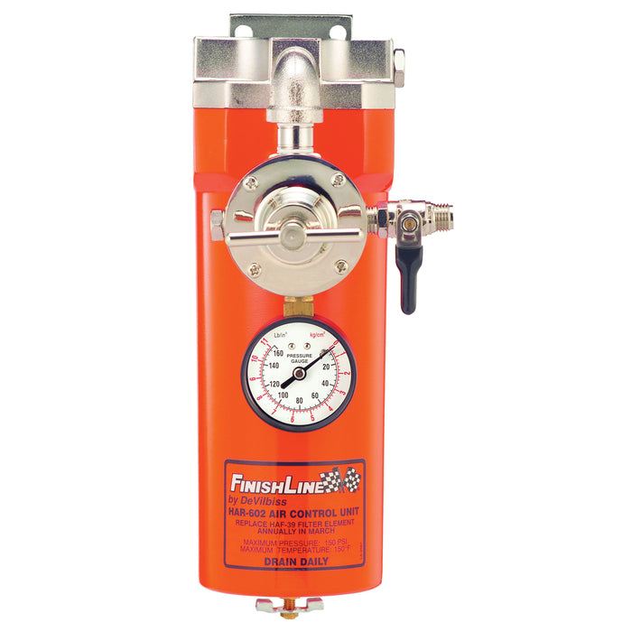 DeVilbiss FINISHLINE 130099 Air Control Unit, 1/2 in FNPT Inlet, 1/4 in MNPT Outlet Port, 5 micron,