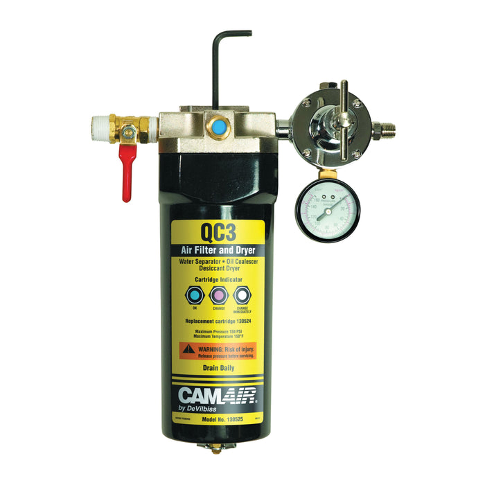 DeVilbiss CAMAIR 130525 QC3 Light Duty Desiccant Filter and Dryer Unit, 1/2 in MNPT Inlet x 1/4 in M