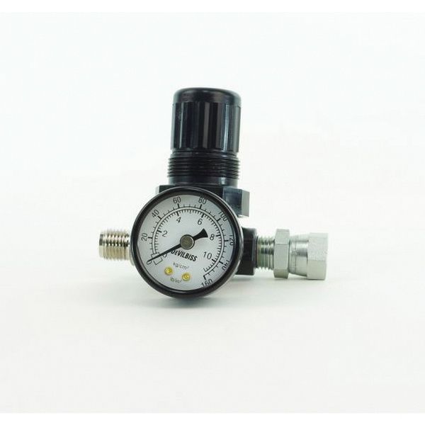DeVilbiss HARG-510 Gun Mounted Air Regulator with Analog Gauge, 1/4 in MNPT x 1/4 in FNPT, 0 to 160