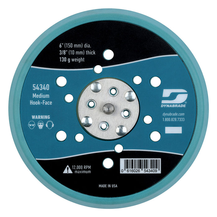 Dynabrade 6" (152 mm) Dia. Vacuum Disc Pad, Multi-Hole, Hook-Face, Short Nap