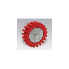 DYNABRADE® RED-TRED® 92257 Eraser Wheel with Hub Assembly, 4 in Dia x 1-1/4 in THK, 4000 rpm, Red