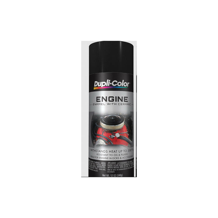 Dupli-Color® DE1635 Engine Enamel with Ceramic Paint, 12 oz Aerosol Can, Semi-Gloss Black, 14 sq-ft Coverage