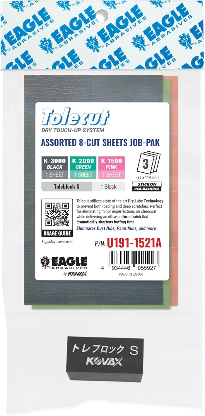 Eagle Abrasives Tolecut 8-Cut Block Sheets, Assorted Job-Pak,K1500-K3000 & Toleblock S