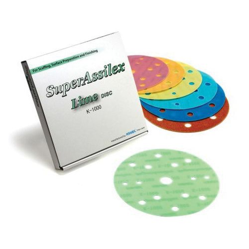 Eagle Super Assilex 193-2527 Sanding Disc, 6 in, 15 Holes, 1000 Grit, Super-Tack Attachment, Lime