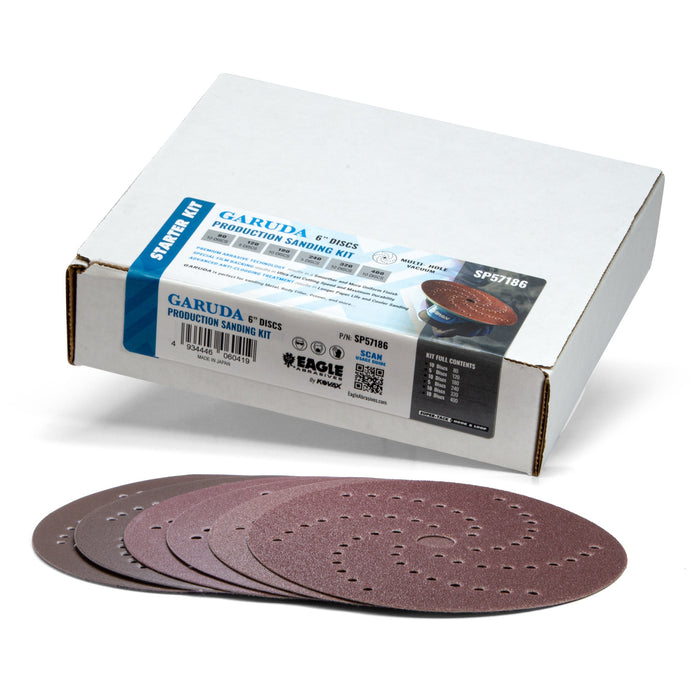 Eagle Abrasives 6" GARUDA DISCS STARTER KIT,10 DISCS EA 80/180/320/400, 5 DISCS EA 120/240