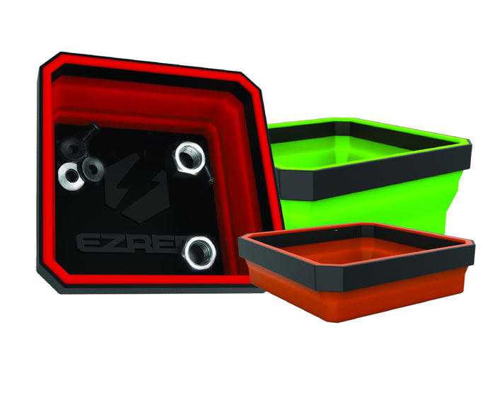 EZ RED PRODUCTS Expandable Parts Tray with Magnetic Bottom; (1) Red, (1) Orange, (1) Green