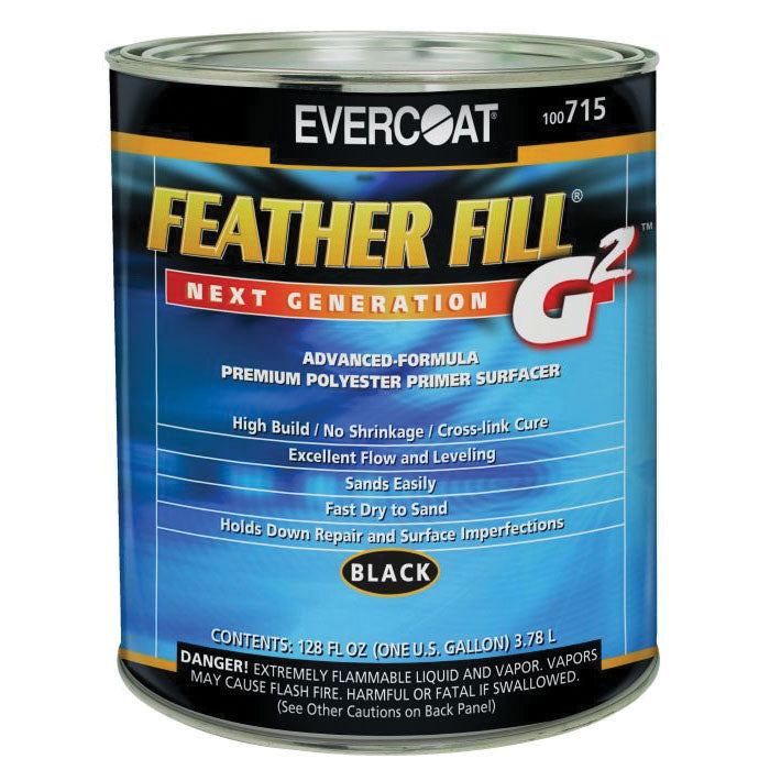 Evercoat FEATHER FILL G 2 100715 High-Build Polyester Primer Surfacer, 1 gal Round Can, Black