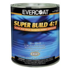 EVERCOAT® 100730 Super Build Polyester Primer, 1 gal Round Can, Gray, 4:1 Mixing, 1200 sq-ft/gal Coverage