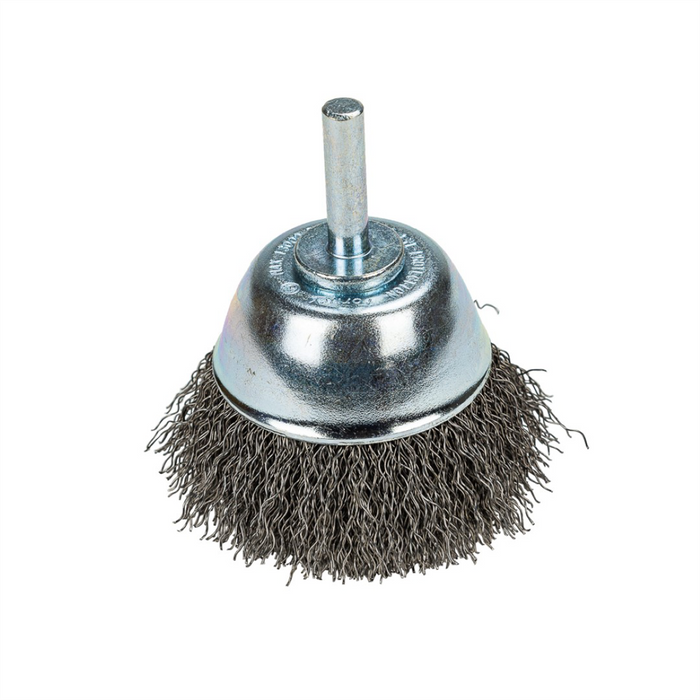 Forney Welding and Metal Working Command PRO Cup Brush, Crimped, 2-1/2 in x .014 in x 1/4 in Shank