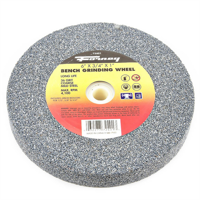 Forney Welding and Metal Working Bench Grinding Wheel, 6 in x 3/4 in x 1 in