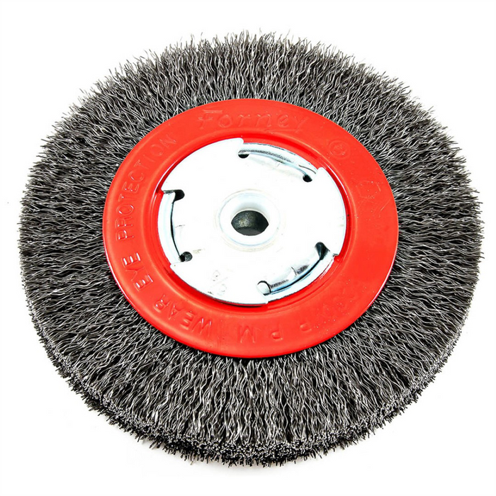 Forney Welding and Metal Working Wire Wheel, Crimped, 6 in x .014 in x 1/2 in - 5/8 in Arbor