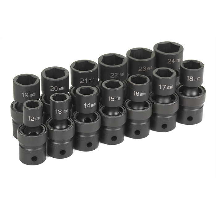 Grey Pneumatic Socket Sets 1/2"" Drive 13 Pc. Standard Length Metr
