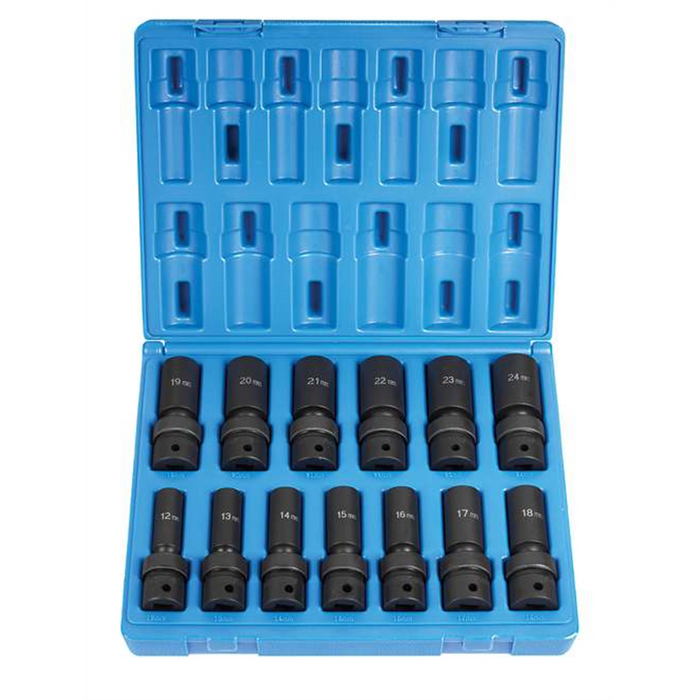 Grey Pneumatic Socket Sets 1/2"" Drive 13 Pc. Deep Length Metric U