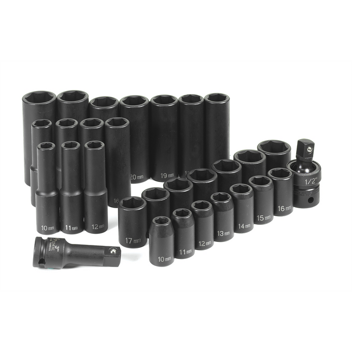 Grey Pneumatic Socket Sets 1/2" Drive 30 Piece